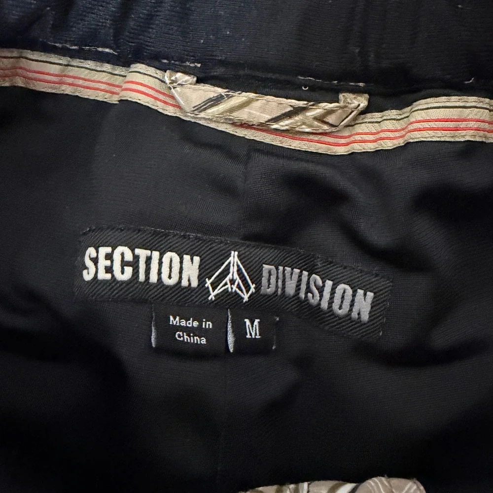 baggy Section Division snow Pants Mens Abstract Print Tan Brown Geometric Size M